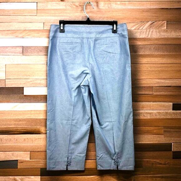 Ann Taylor Women’s 8 Light Blue 100% Cotton Wide Leg Crop Pants Button Front - Picture 2 of 6